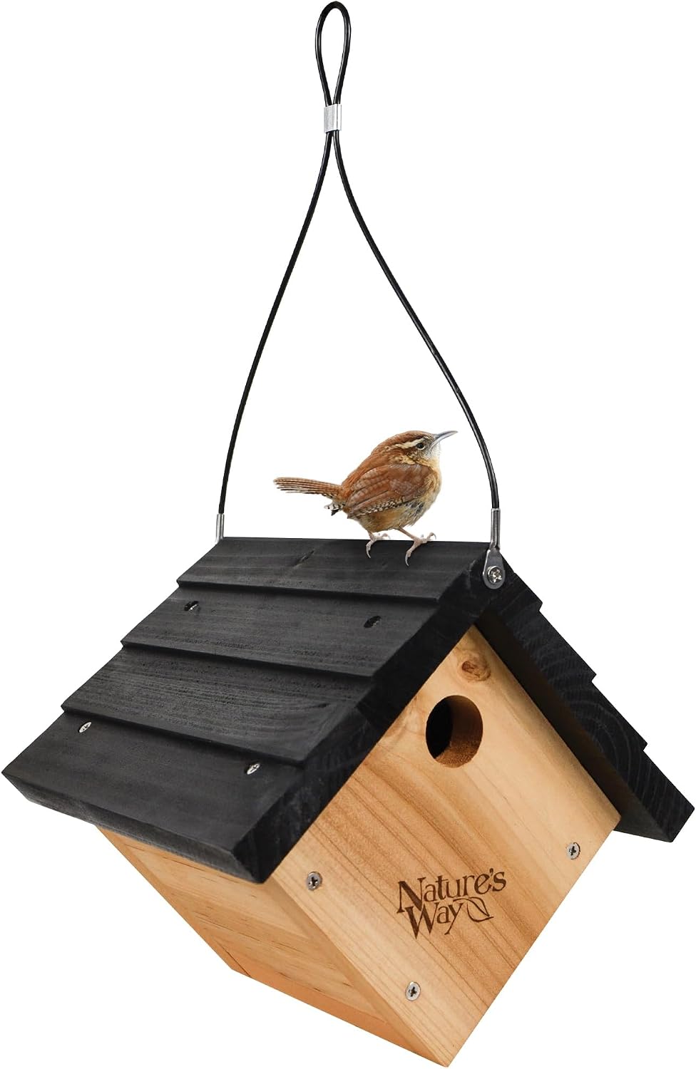 Natures Way Cedar Wren House front view outdoor birdhouse