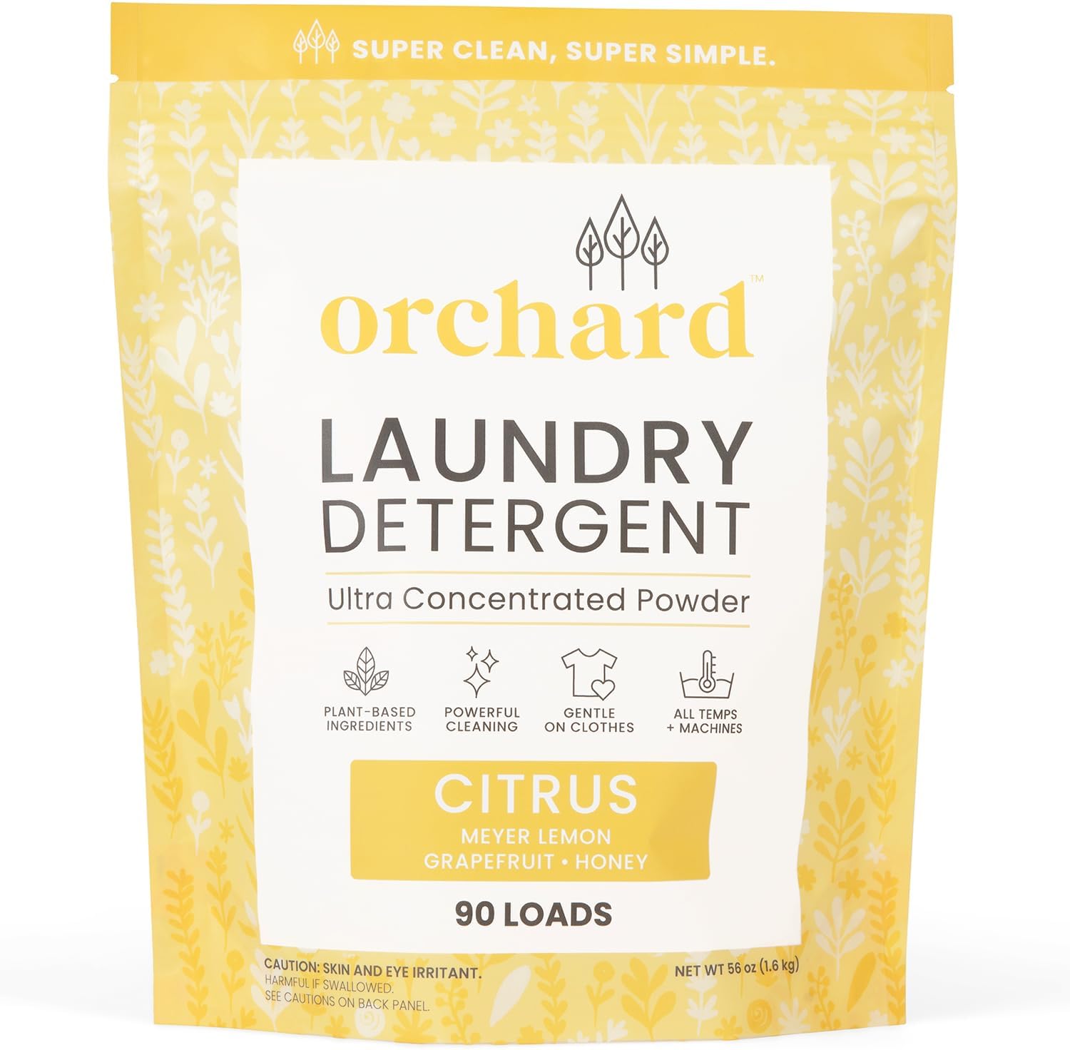 Orchard Home Citrus Laundry Detergent Powder front view eco-friendly packaging