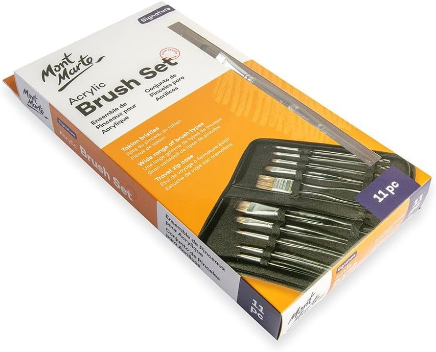 Mont Marte paint brush set with zip travel case