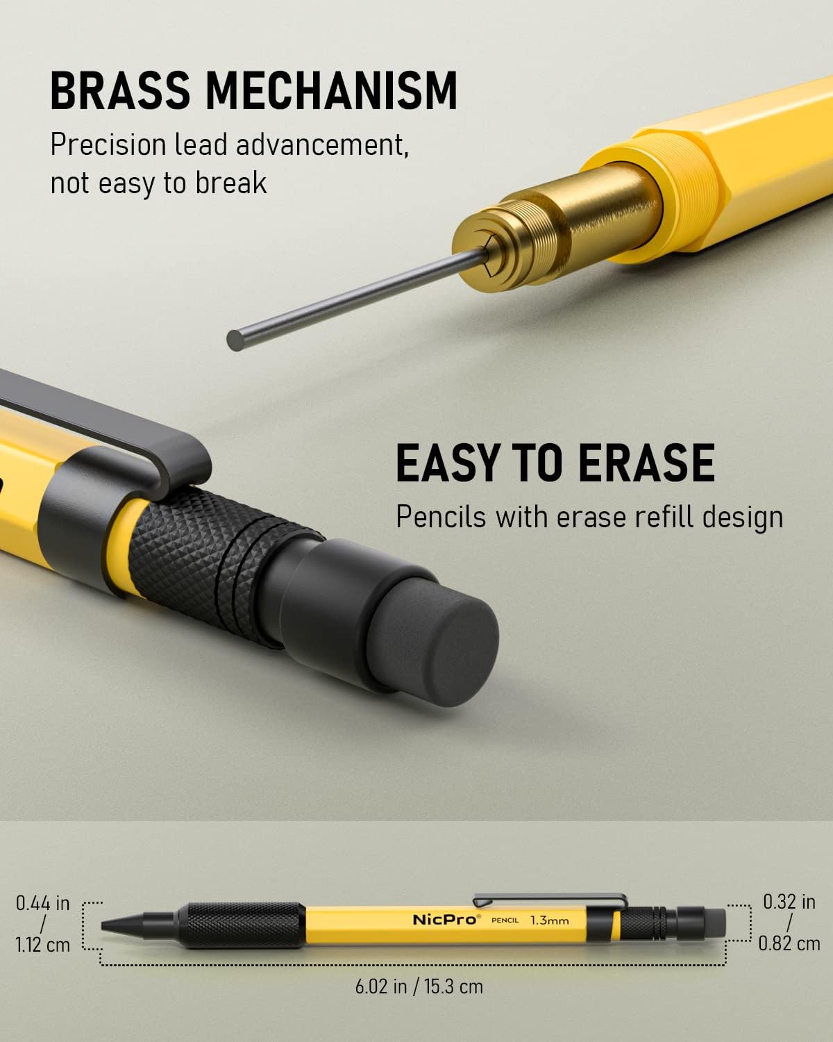 Nicpro mechanical pencil anti skidding grip detail