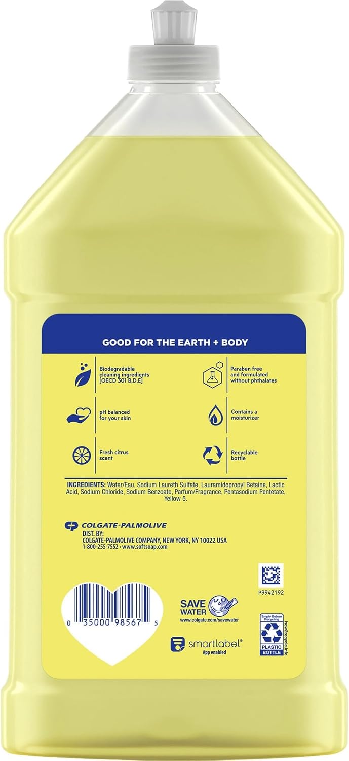 Softsoap Refreshing Citrus hand soap refill bottle label detail
