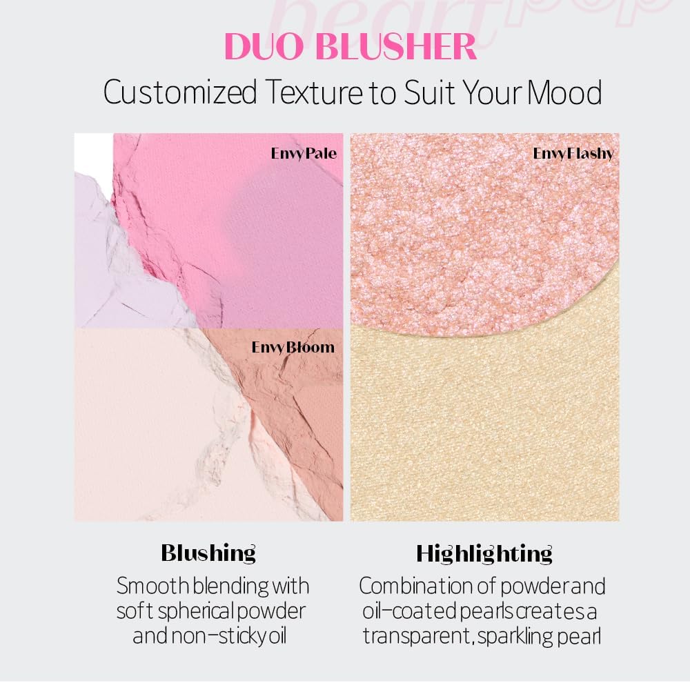 Luminous and buildable dual cheek blush powder texture detail
