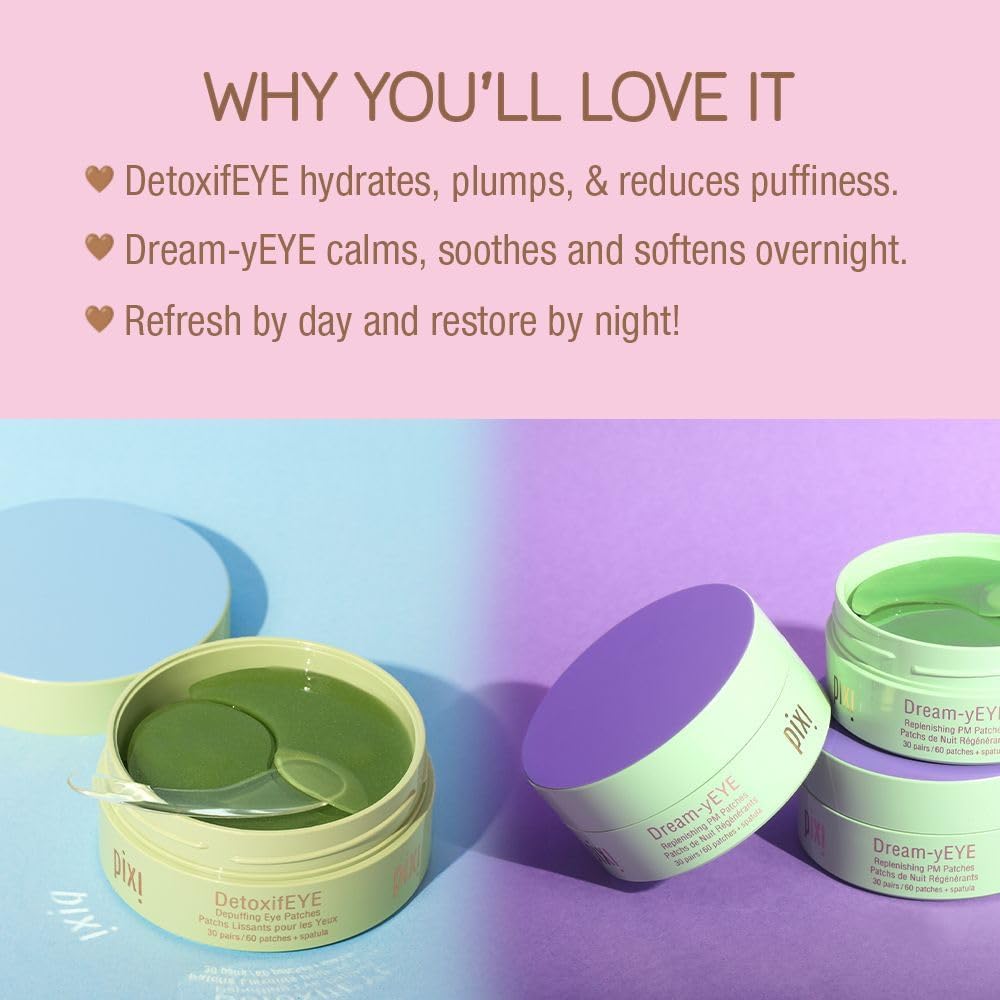 Authentic Pixi hydrogel eye patches with included application spatula.