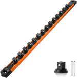 Reniteco Magnetic Socket Organizer Set, 3-Pack 1/2" Socket Rails | 36 Clips, Heavy-Duty Aluminum Alloy Rails, 360 degrees Swivel Removable ABS Clips, Magnetic Base, Toolbox Drawer or Wall Mount - Image 11