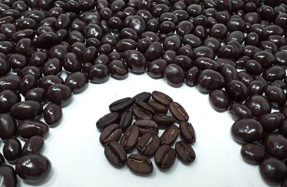 Premium dark chocolate coated espresso coffee beans