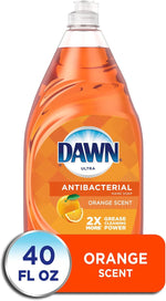 Dawn antibacterial liquid soap cutting through grease on dirty pan