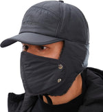 Men Winter Trapper Hat with Ear Flap Thermal Fur Warm Hat Insulated Baseball Cap with Face Cover - Image 12