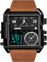 Gosasa Men's Square Large Face Analog Digital Sport Watch | LED Backlight, Three Time Zones, Stopwatch, Countdown, Alarm and Date Display, 50M Water Resistant for Outdoor and Daily Wear - Image 9