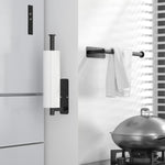 Astofli matte black paper towel holder mounted under kitchen cabinet