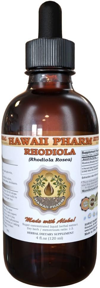 HawaiiPharm Rhodiola Liquid Extract, Organic Rhodiola (Rhodiola Rosea) Tincture 4 oz - Image 1