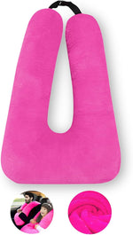 Kids car seat travel pillow shown in use during road trip