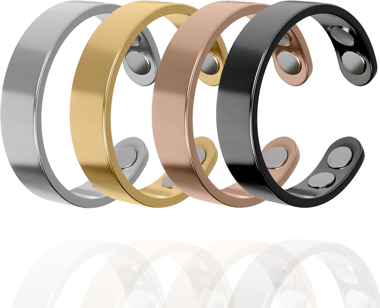 BnMvF Vayro Ring,Magnetic Stainless Steel Ring - Adjustable Unisex Open Rings with 4 Magnets, Comfort Fit Jewelry - Image 1