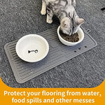 Ptlom grey pet placemat with feeding bowls