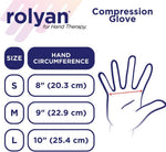 Rolyan arthritis support glove worn on hand demonstrating fit