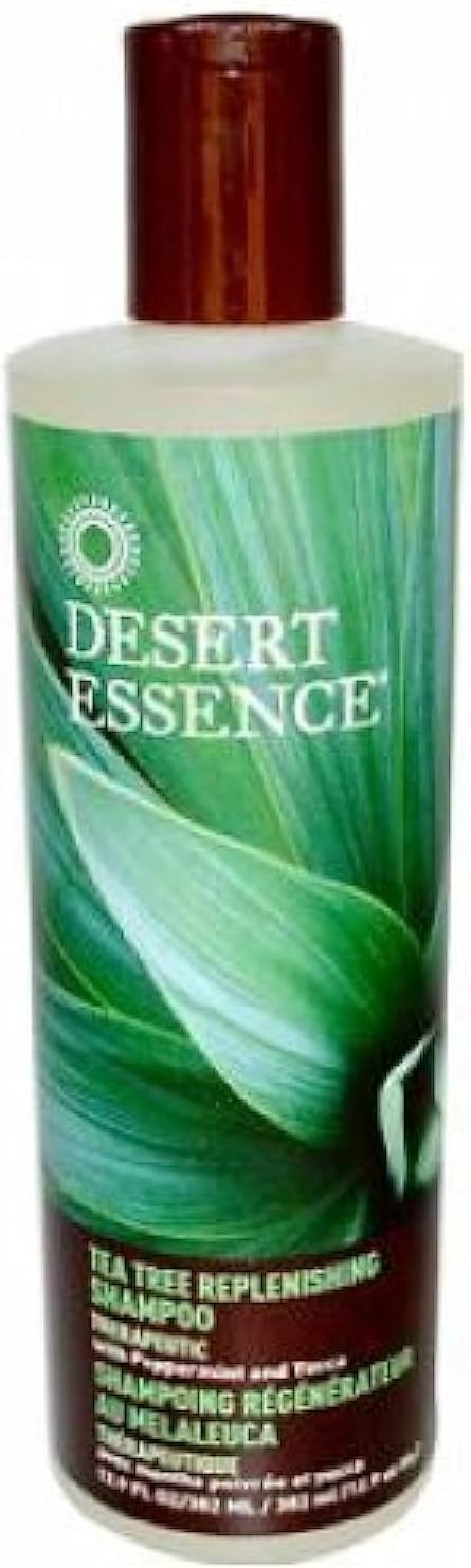 Desert Essence tea tree replenishing shampoo front view bottle