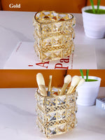 AKOAK heart shape metal crystal pen box vanity storage closeup