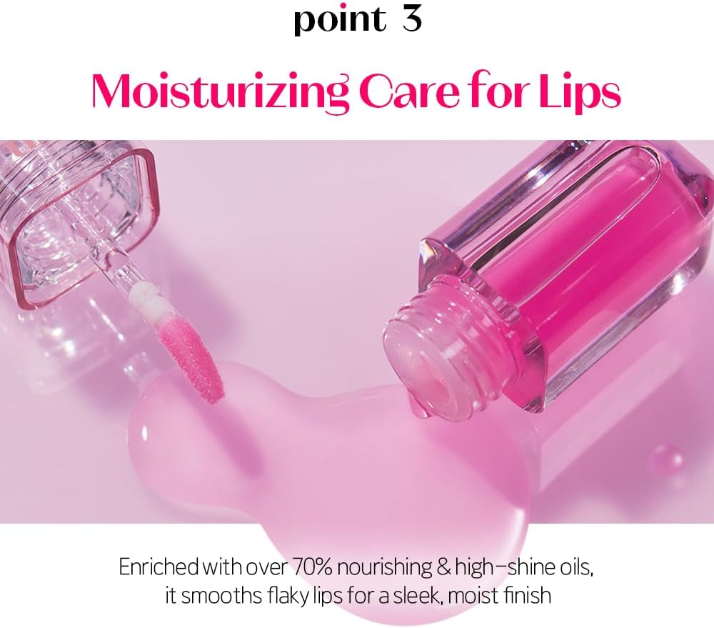 Etude nourishing essential oil infused lip gloss texture showcase
