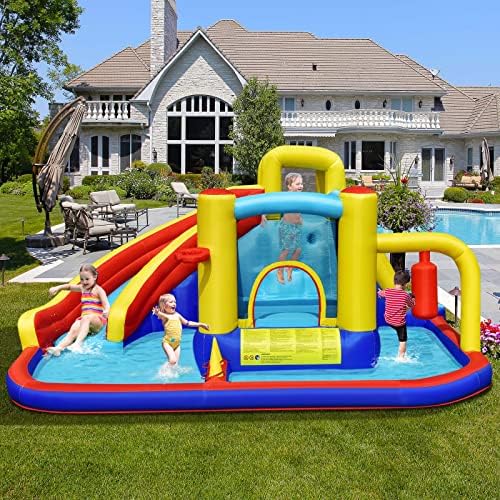 BOUNTECH Inflatable Water Slide, 6-in-1 Kids Water Park Jump Castle with 2 Splash Pools, Boxing, Water Slides Inflatables for Kids, Backyard Party Outdoor Water Slide Bounce House with GFCI Blower - Image 3