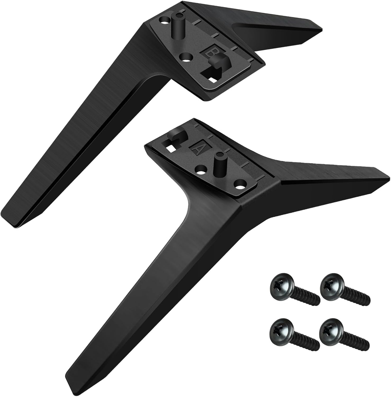 WISINY television replacement stand legs front view showing durable black plastic construction and sleek profile.