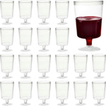 MATANA 50 Count Mini Clear Plastic Wine Glasses front view for party planning.