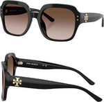 Tory Burch TY7143U square sunglasses front view with gold logo