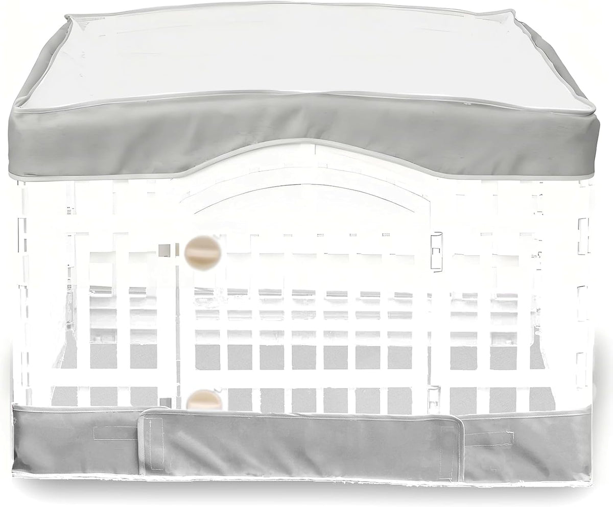 THINMUHAND dog playpen cover and bottom pad front view on a pet fence