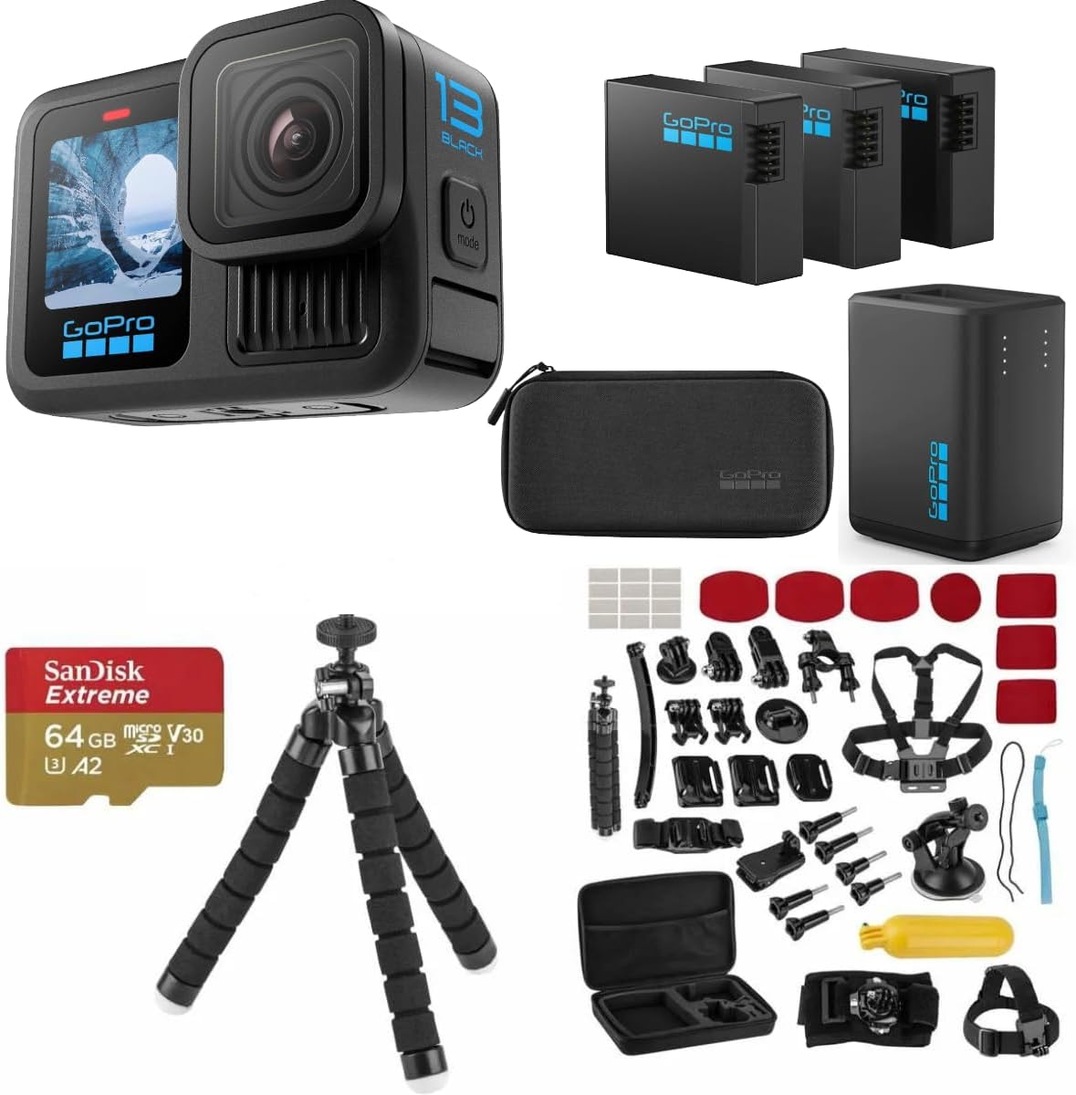 GoPro HERO13 Black action camera front view showcasing the lens and front display screen