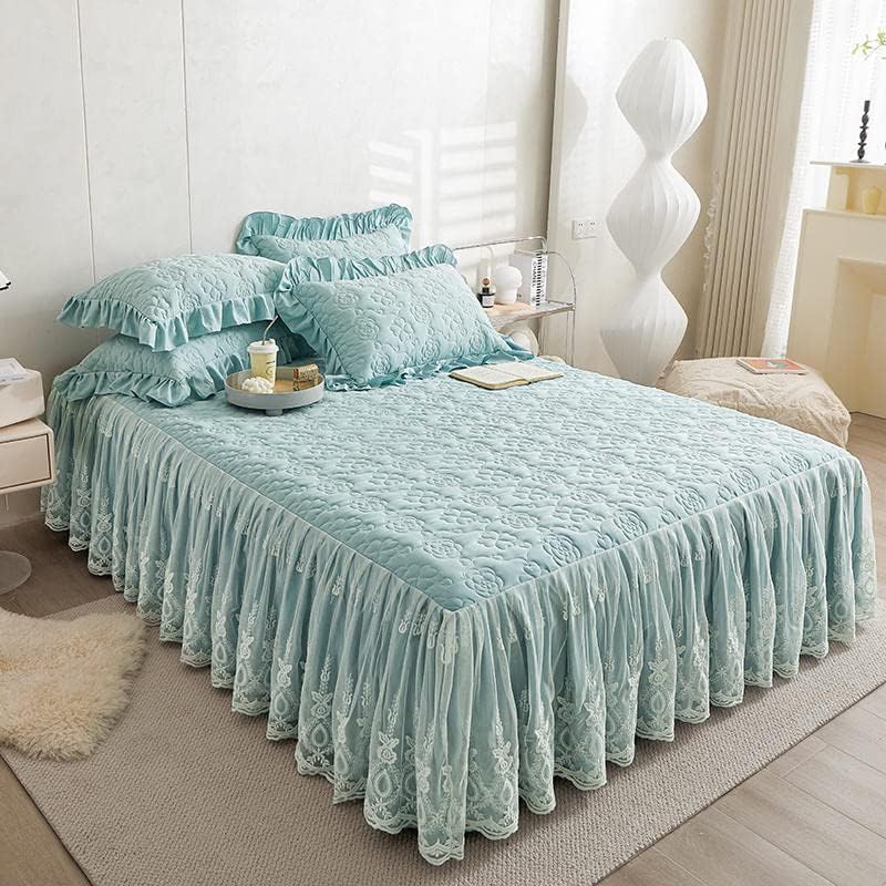 Zhiyuan flower pattern quilted brocade bedspread in light turquoise
