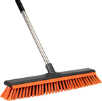 Keleekelin 18-inch heavy-duty outdoor push broom with orange bristles
