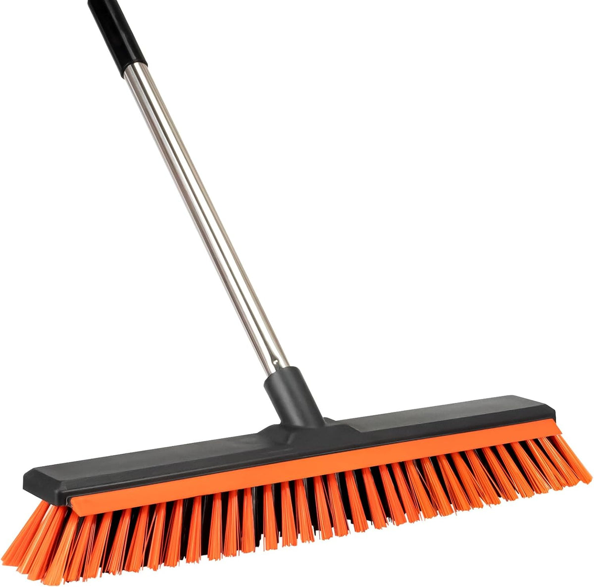 Keleekelin 18-inch heavy-duty outdoor push broom with orange bristles