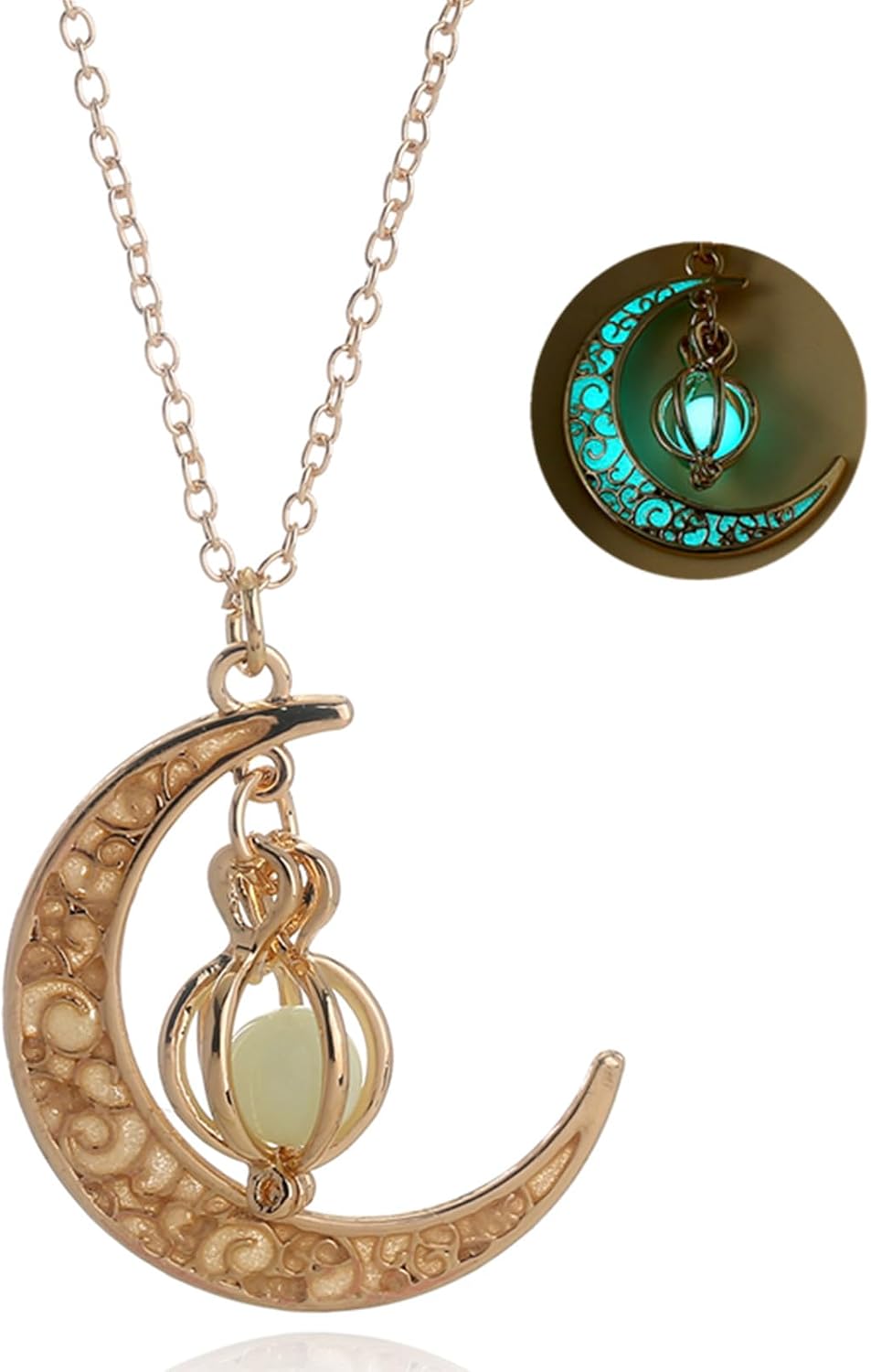 EEQQBZ Glow In Dark Crescent Moon Dangle necklaces | Magical fantasy fairy glowing jewelry for Halloween Christmas party gatherings and daily decorative wearin - Image 9