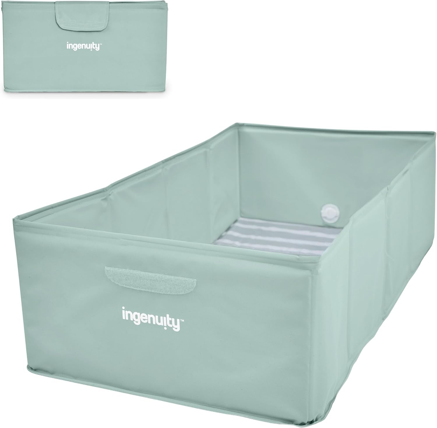 Ingenuity Tuckaway Toddler Folding Tub in sage green front view
