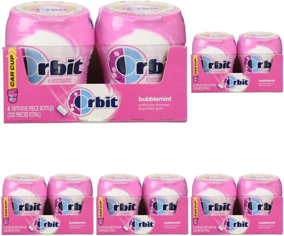 ORBIT Gum Bubblemint Sugar Free Mint Sugarless Fresh Breath Chewing Gum, 120 Piece Resealable Bulk Bottle - Image 11