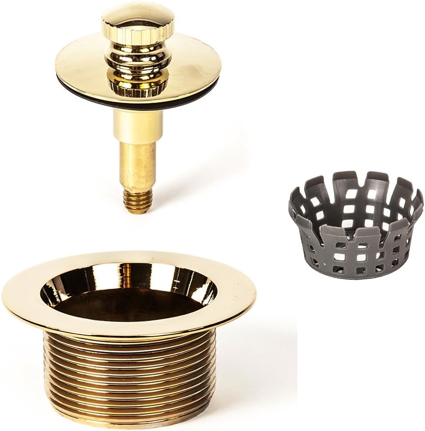 PF WaterWorks Lift Lock (Push Pull) Bathtub/Bath Tub Drain Assembly with Gasket - Coarse Thread 11.5 Threads Per Inch - Free Hair Catcher/Strainer to Eliminate Clogs;Brushed Nickel; PF0940-BN-LL-C - Image 15