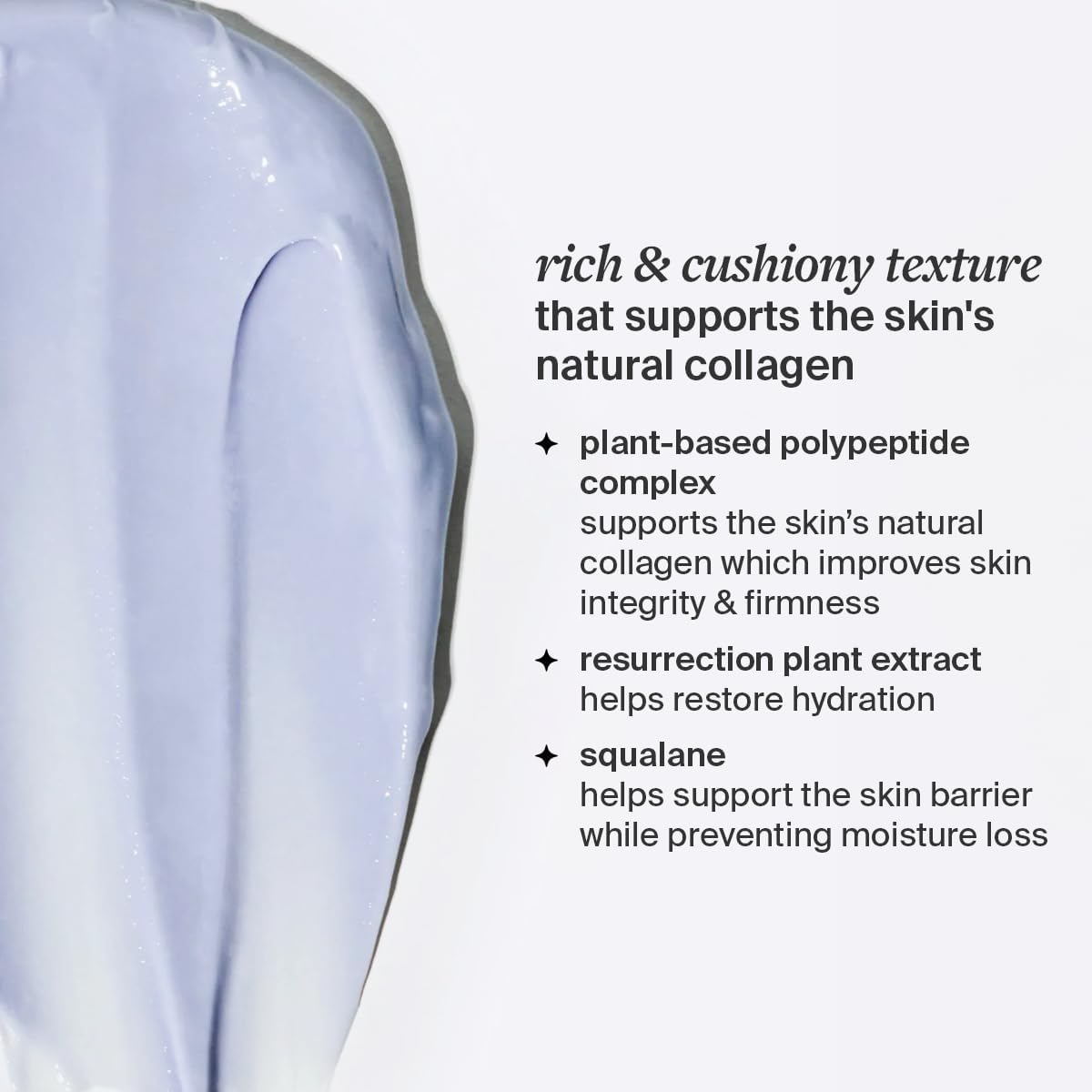 Texture shot of Cocokind polypeptide cream showing its thick cushion texture