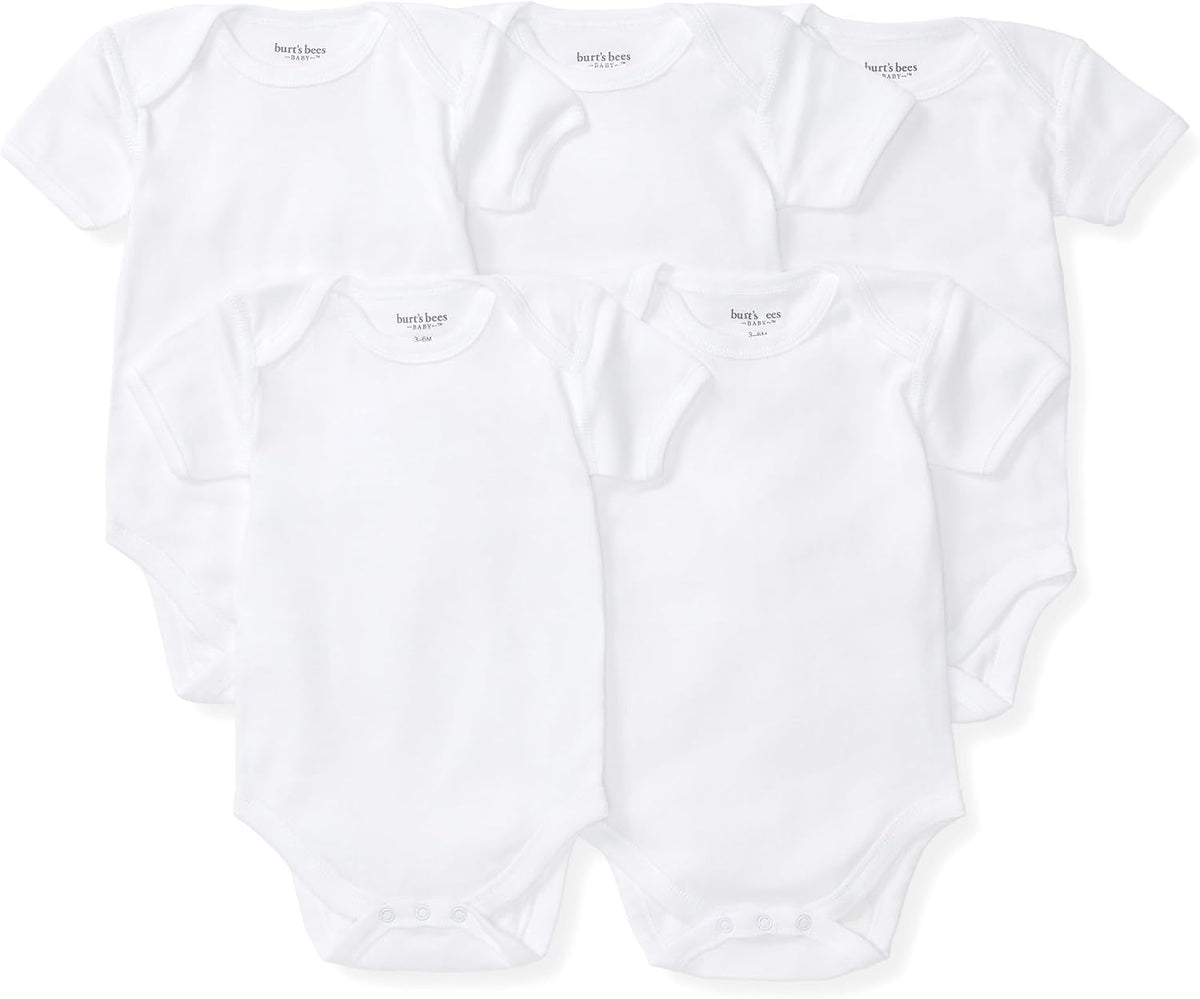 Burt's Bees Baby Unisex Bodysuits, Short Sleeve Organic Sleepwear, 5-Pack | Essential baby bodysuit pack featuring an easy-on and off lap-shoulder neck design for stress-free daily outfitting - Image 13