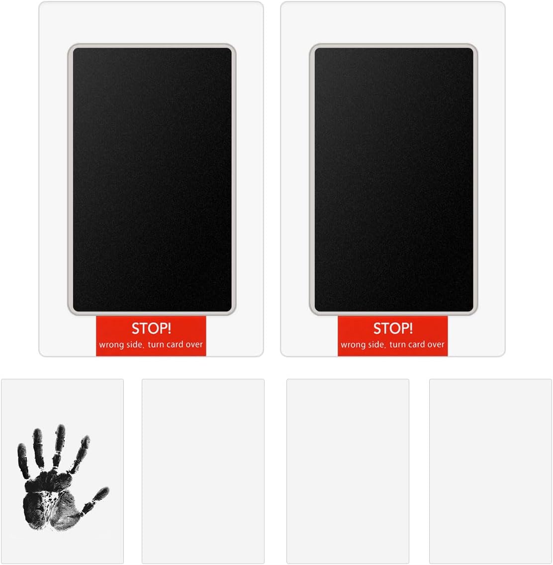 Yuntop 2 Pack Inkless Hand and Footprint Kit front view showing the mess-free stamp pads and impression cards.