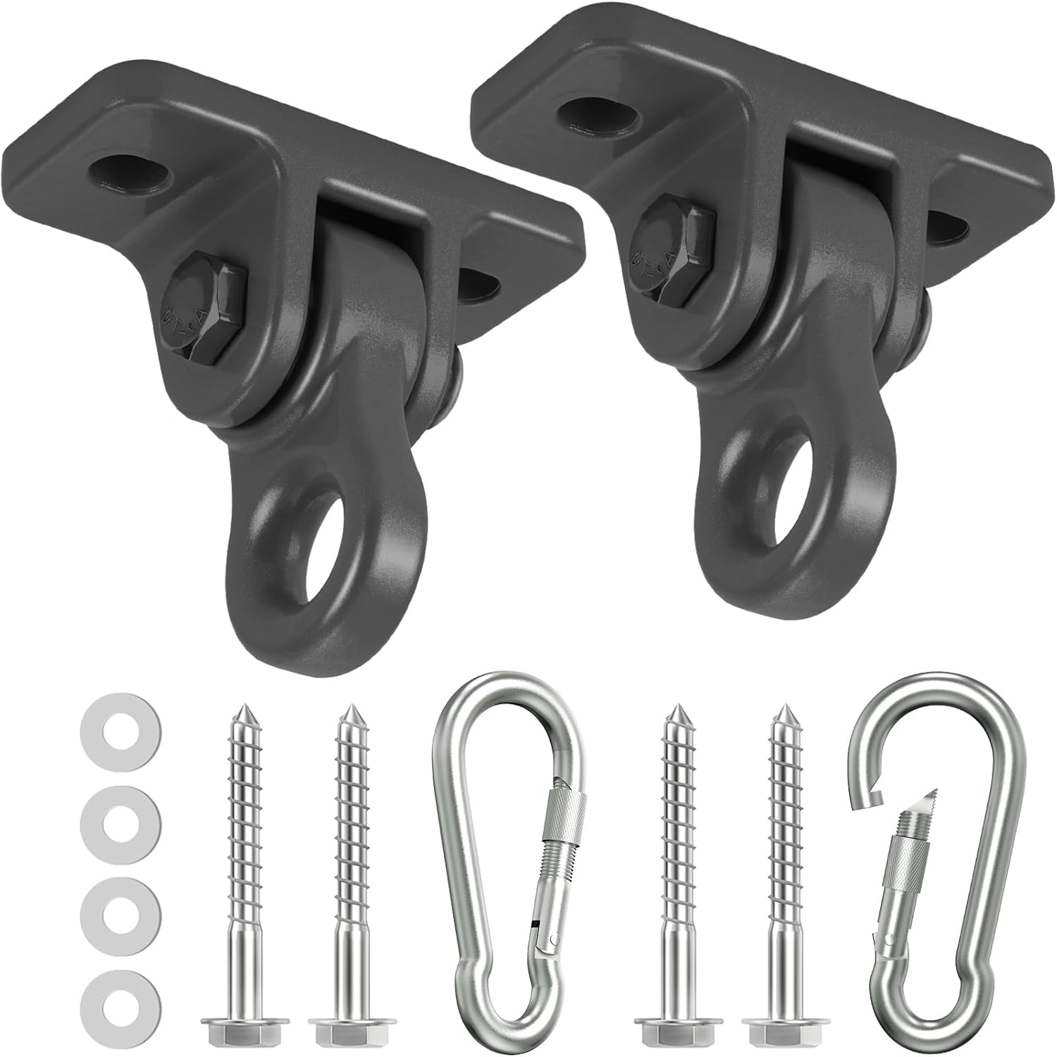 HUPBIPY heavy duty porch swing hangers kit front view showcasing the black matte finish