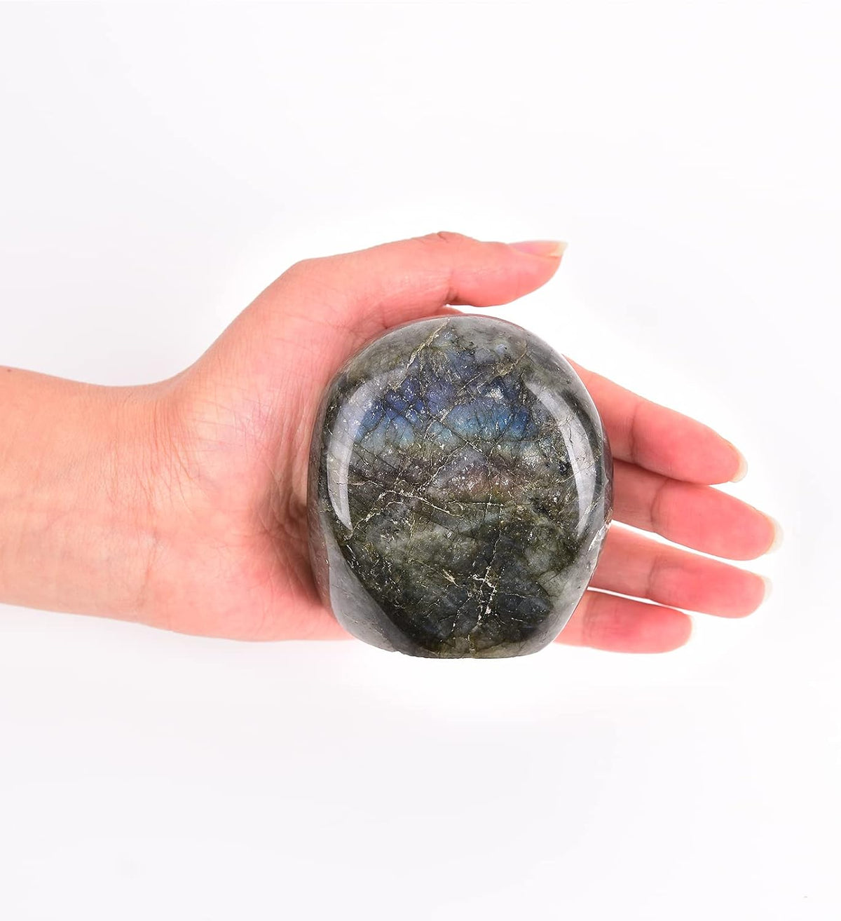 JIC Gem Class 1 Labradorite Polished Gemstone Healing Crystal Worry Palm Stone Crystal Reiki Stone for Anxiety Stress 0.8-1 lb - Image 10