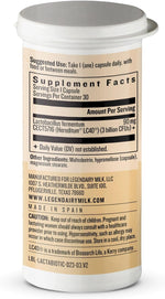 Side view of Legendairy Milk lactation probiotic bottle for breast and gut health