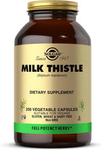 Solgar Milk Thistle 250 Vegetable Capsules front view bottle