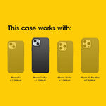 OtterBox black MagSafe phone case back profile showing Apple logo cutout alignment