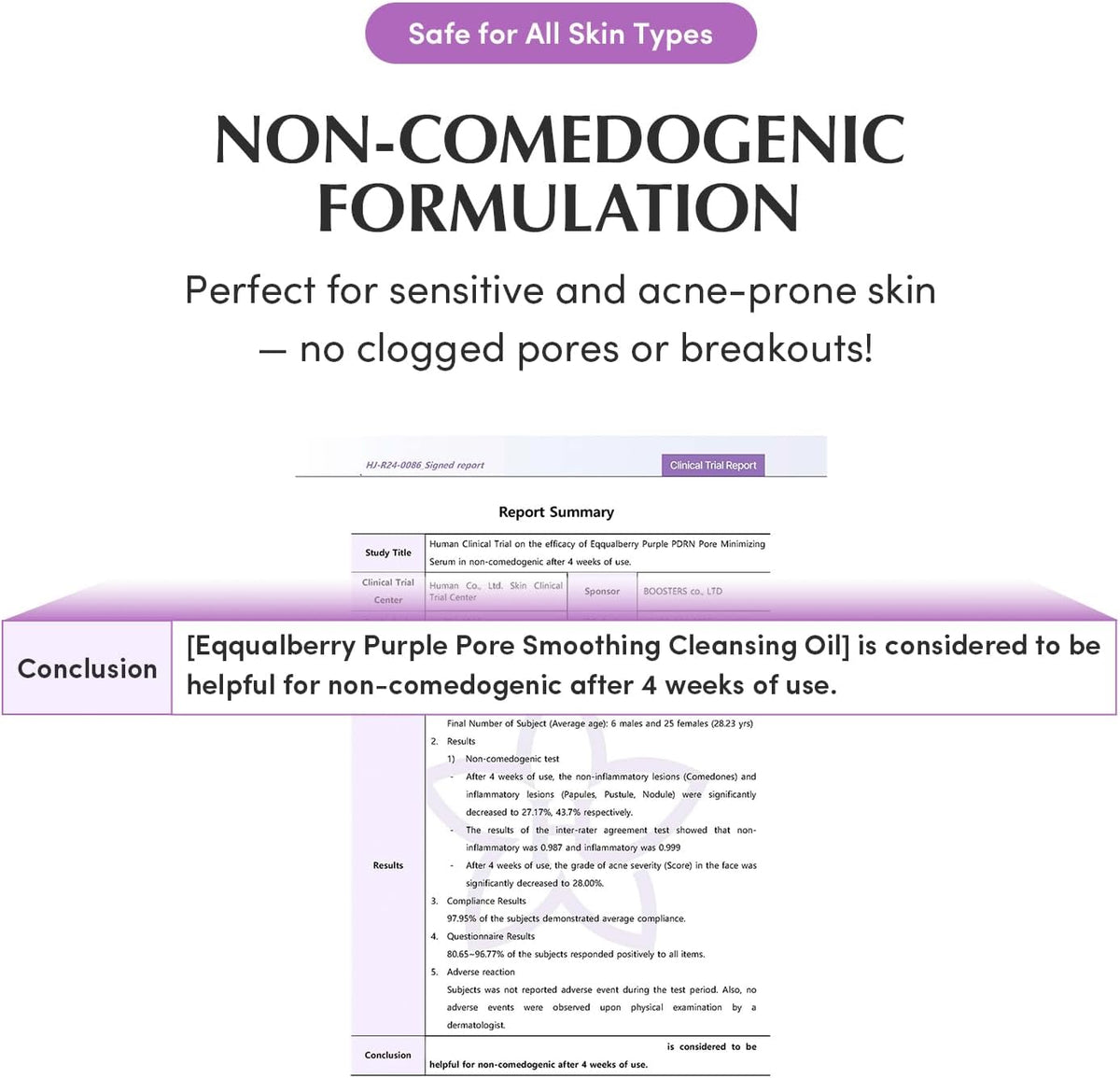 Eqqualberry pore cleansing oil ingredient highlights graphic