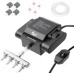 AQQA 15W aquarium air pump front view showing 4 outlets.