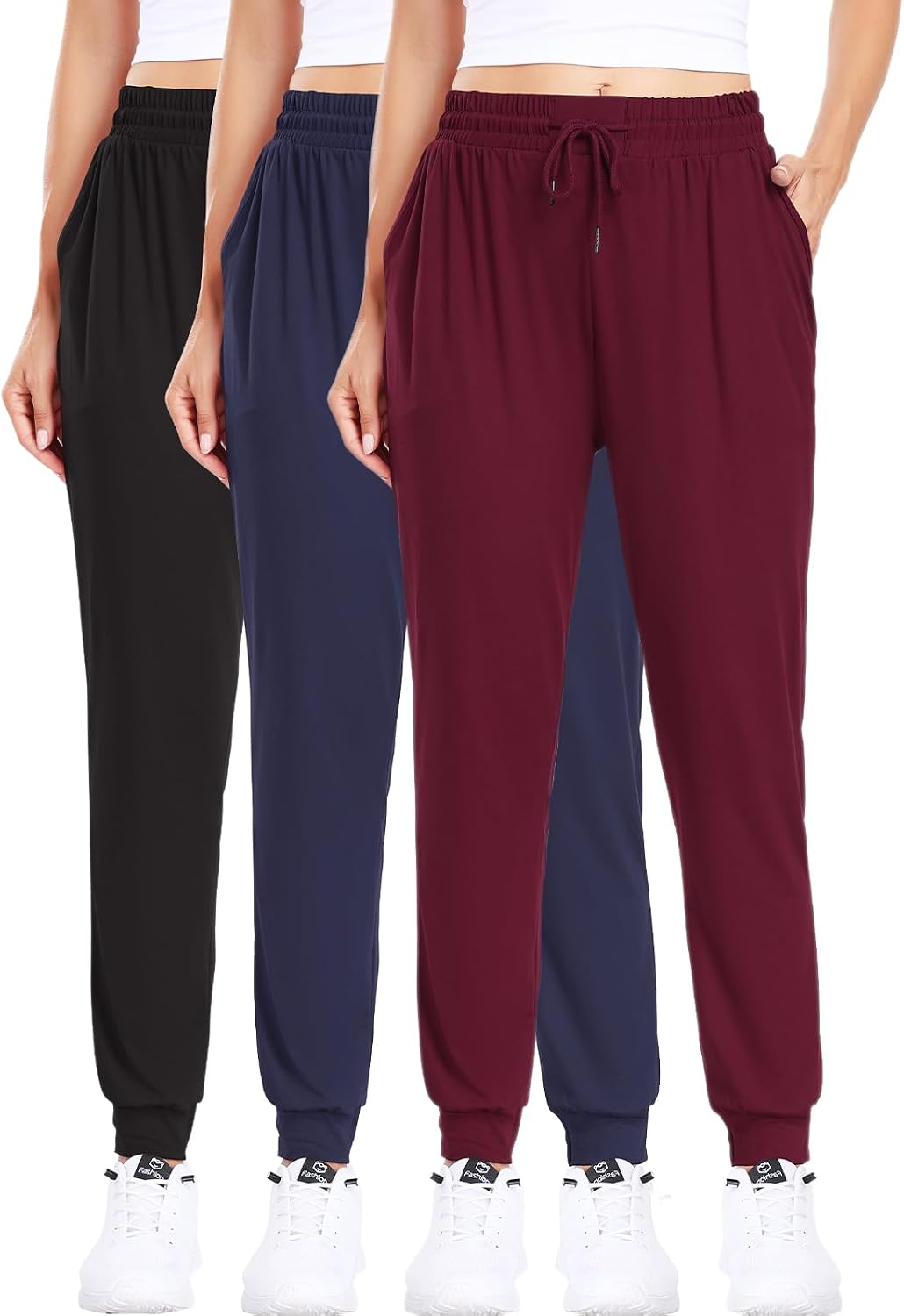 3Pack Joggers for women, Women sweatpants with pockets lounge casual pants | 2 PocketsBreathable,Stretchy Fabric,Adjustable Drawstring,Soft Skin-FriendlyComfy Yoga Workout Pants - Image 15