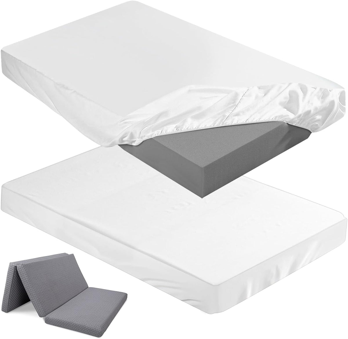 Breling mattress cover showing full dimensions and snug fit
