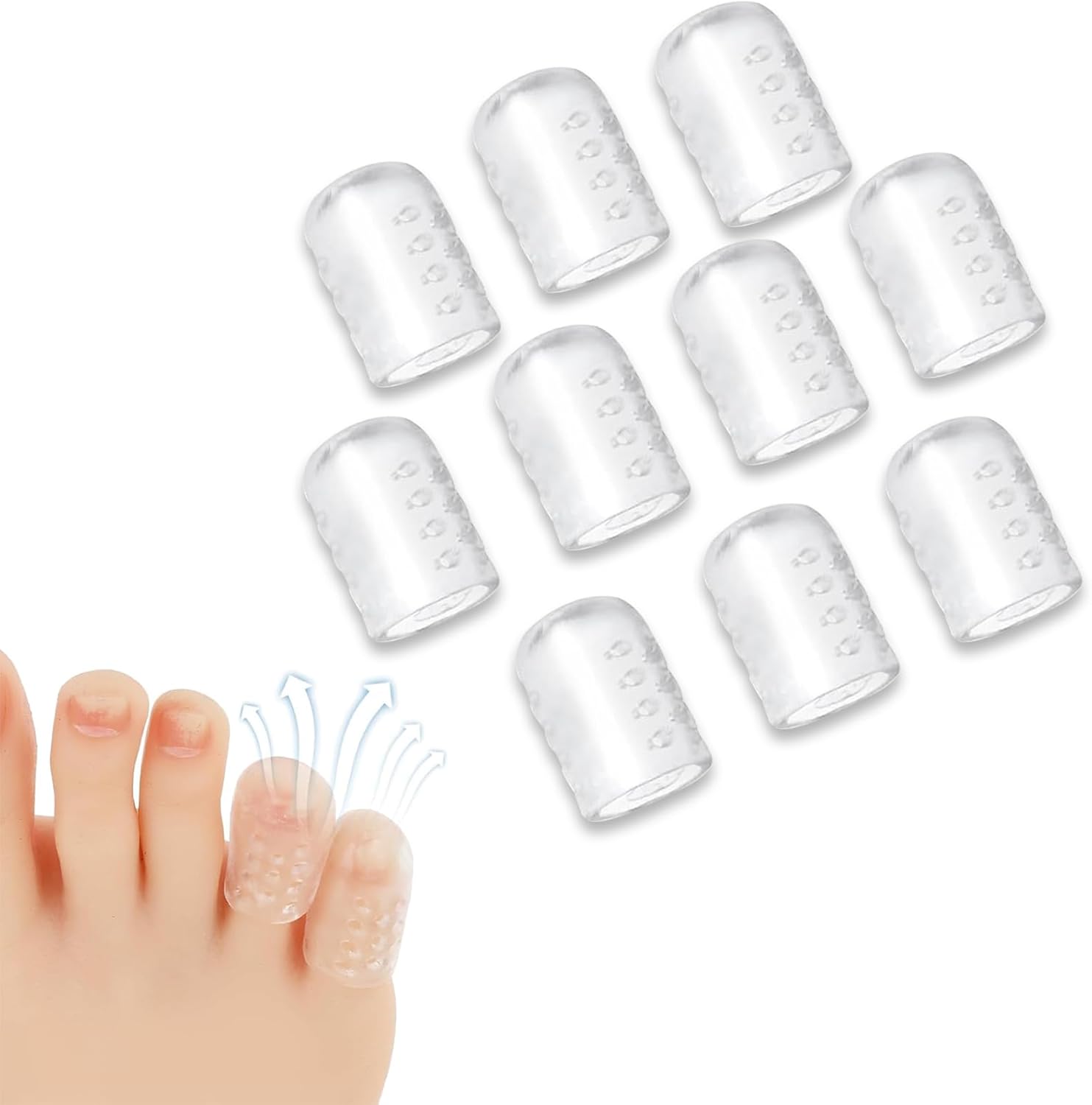 Silicone Anti-Friction Toe Protector, Silicone Toe Protectors, Gel Toe Protectors, Breathable Little Toe Covers, Blisters, Calluses, and Corns Protection (10PCS) - Image 1