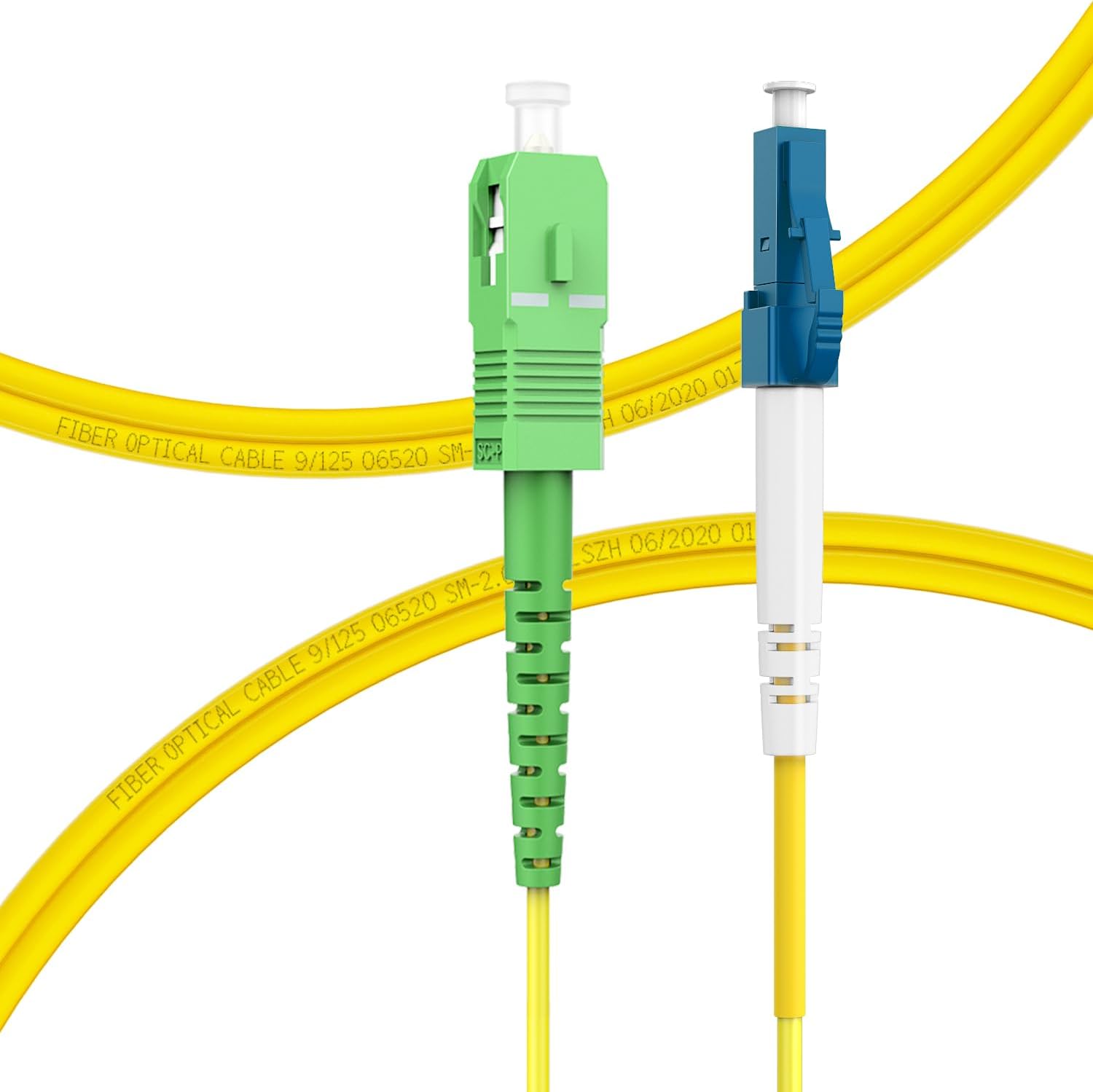 Flyprofiber OS2 LC/UPC to SC/APC fiber patch cable front view