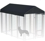 Ddeman outdoor dog kennel cover front view showing waterproof canopy material