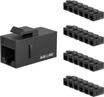 Red Cat6 coupler installed in wall plate